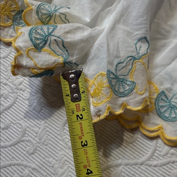 Joie White Shorts with Yellow Lemon & Green Leaf Embroidery. Sleep shorts. NWT S - Picture 5 of 8